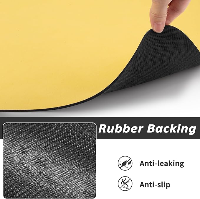 Dog Food Mat - Absorbent Cat Mat for Food and Water, No Stains Pet Feeding Bowl Mat, Easy to Clean Pet Placemats, Quick Dry Dog Water Dispenser Mat for Messy Drinkers | Paw Yellow 18"x 28"