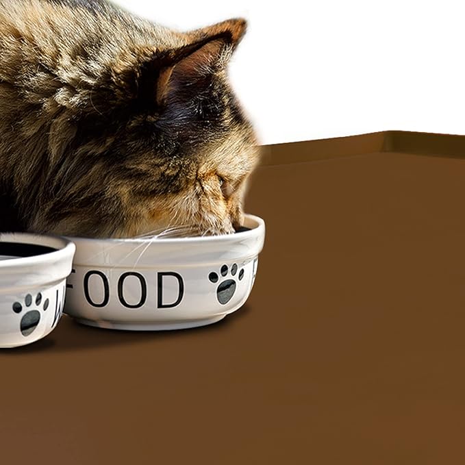 Dog Food Mat,Silicone Waterproof Food Tray,Non Slip Pet Bowl Mats Placemat,1" Raised Edge,Suitable for Most Small and Medium Sized Pets,32" x 24"
