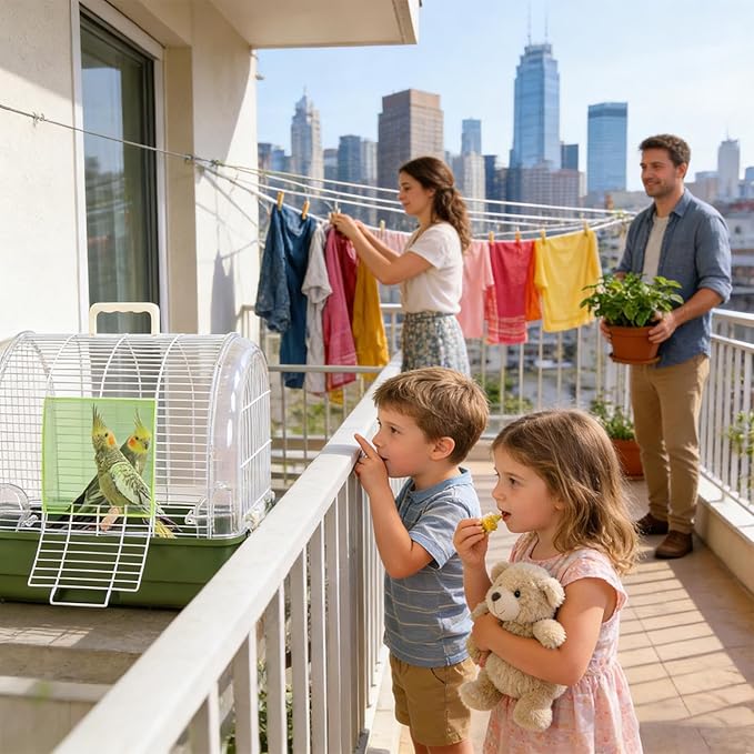 Small Bird Cage, Transparent Bird Travel Carrier, Full View Cockatiel Cage with Sturdy Design, Compact Aviary with Durable Construction, Indoor Outdoor Balcony Living Room Park Parakeet