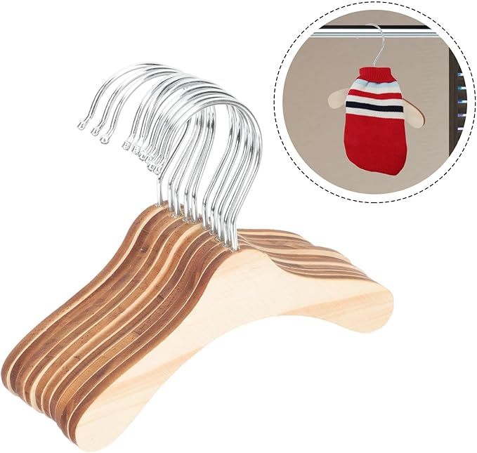 Wooden Dog Clothes Hangers 8.66 Inch Small Pet Apparel Hangers Wear-Resistant Household Dog and Cat Clothes Storage Accessory