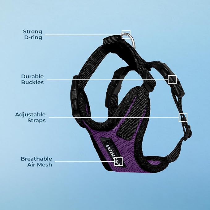 Voyager Step-in Pet Harness - All Weather Mesh, Adjustable Step in Harness for Cats and Dogs by Best Pet Supplies - Purple/Black Trim, L