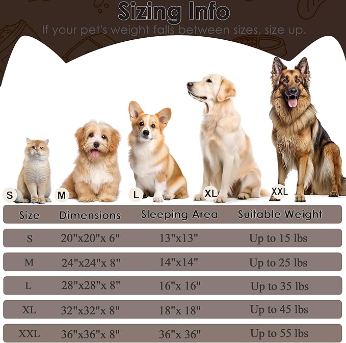 Extra Large Dog Beds, 36 Inch Human Dog Anxiety Relief Comfort Bed, Indestructible & Chew Proof Pet Beds (Coffee)