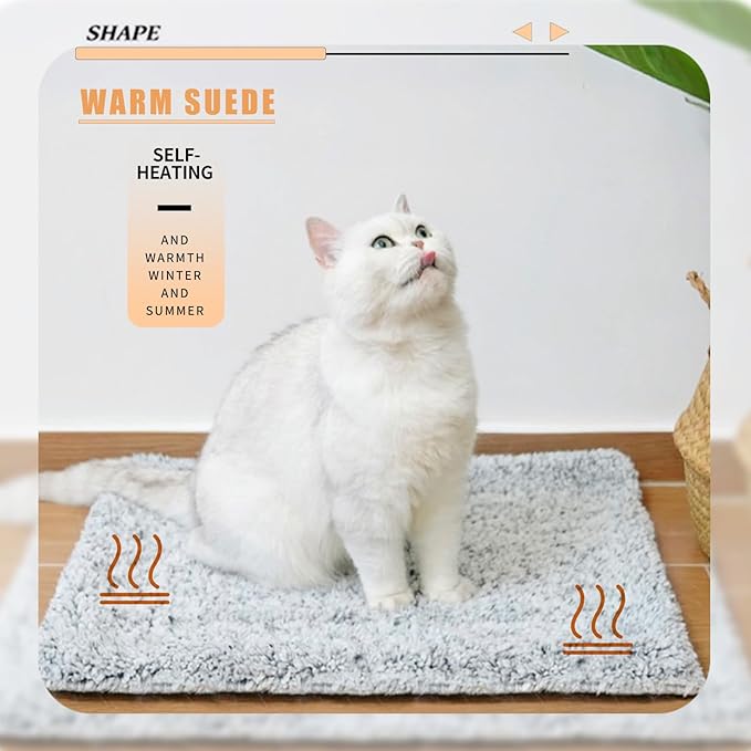 Two Uses'Cat Bed Mat,Self Warming&Cooling Cat Mat.12 * 20in.Hot/Cold Mat for Pets.Free Gel Pads and self-Heating Pads.Temperature Lock Design,Machine Washable
