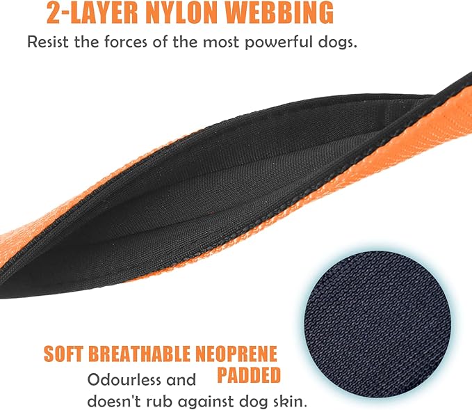 Heavy Duty Tactical Dog Collar - 1.5" Width Military Durable Thick Nylon with Adjustable Metal D Ring & Buckle Working Training K9 Collar for Medium Large Dogs (M(17"-20"), Orange)