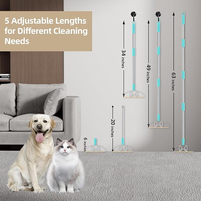 63‘’Ultra Long Heavy Duty Carpet Rake - Efficient Pet Hair Remover for Carpets, Rugs & Furniture, Deep Cleaning Carpet Scraper, Durable Home Use Tool by LINTPLUS