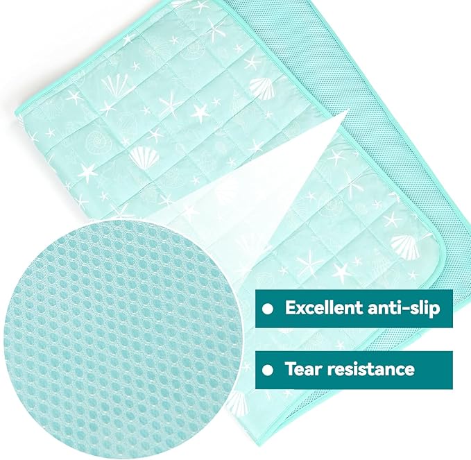 SUPRIY Pet Cooling Mat for Dogs & Cats - Qmax 0.4 Waterproof Cooling Pad, Summer Heat Relief Mat with Japanese Polyester Tech, 3 Sizes Indoor/Outdoor Use (15.5 * 19.5, Blue Ocean)