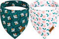 Spring Dog Bandanas with Snap Button, 2 Pack Floral Dog Scarf for Boy & Girl, Durable Fabric, Adjustable Fit, Unique Shape, Gift for Dogs, Daisy Bandana for Large and Extra Large Dogs (X-Large)