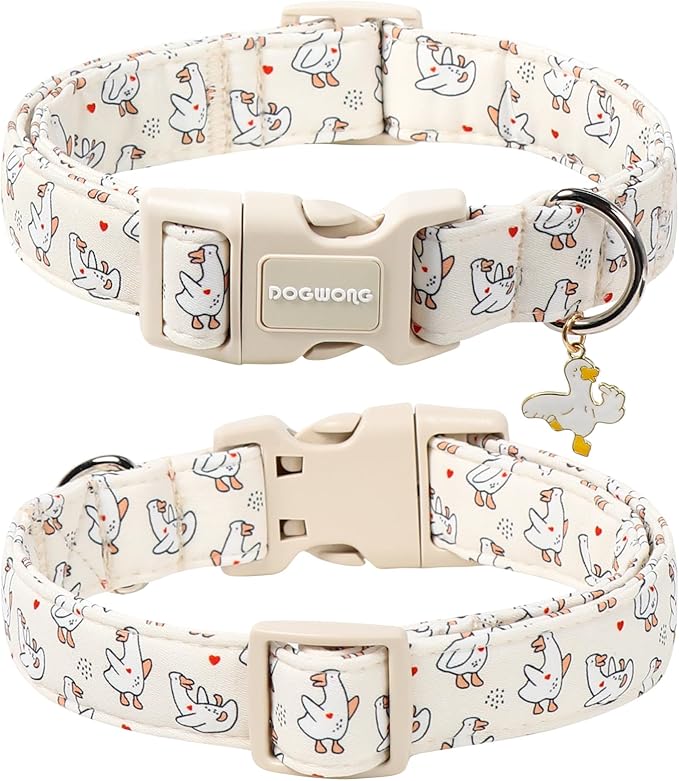 DOGWONG Goose Adjustable Pet Collar Comfortable Spring Summer Puppy Collar Cute Cotton Collars Durable Necklace Gift for Large Dogs,XL