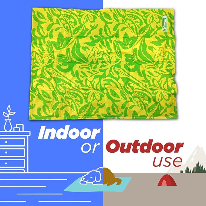 Coleman Small Green Botanical Pattern Reversible Cooling Mat – 18” x 24”