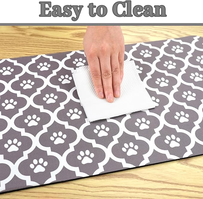 Dog Food Mat 16X24 Inch Pet Feeding Absorbent Mats for Floor Cat Water Bowl Placemats Non-Slip Washable Dog Mat for Food and Water