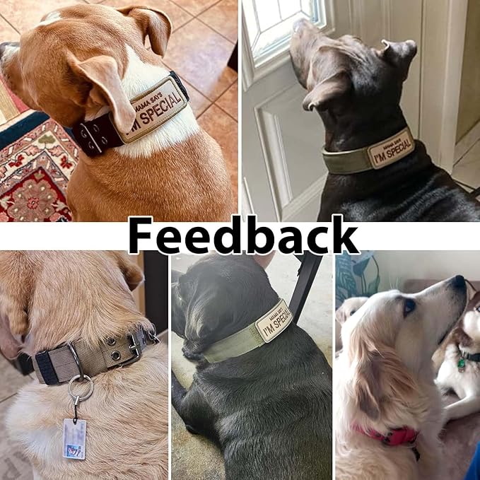 Tactical Dog Collar Military Adjustable Dog Collars Soft Nylon Training Collar with Patch Heavy Duty Metal Buckle Collars for Medium Large Dogs (Pink, M)