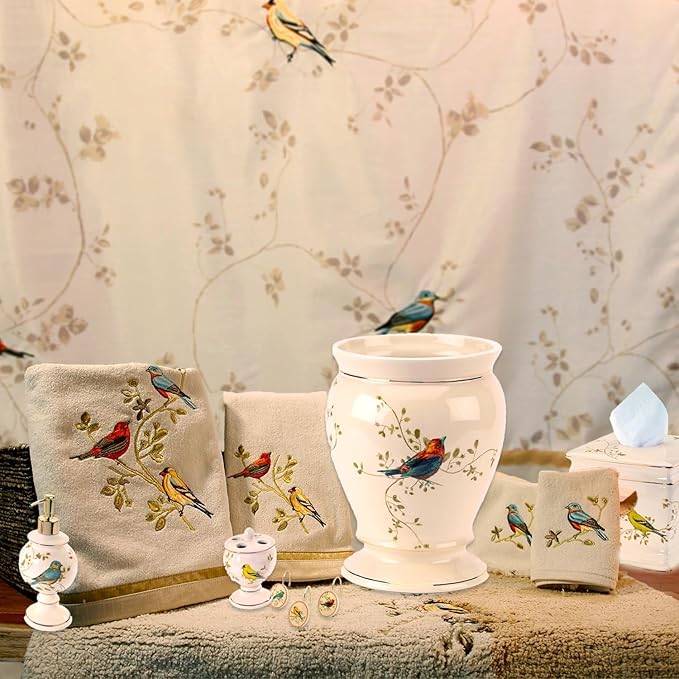 Avanti Linens - Vanity Tray, Decorative Countertop Accessories, Nature Inspired Bathroom Decor (Gilded Birds Collection)