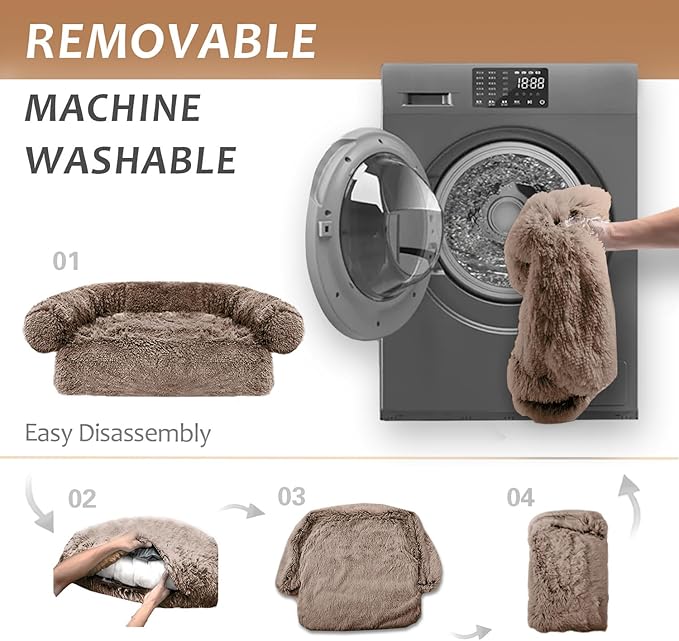 Calming Dogs/Cats Bed Mats, Dog Pad Washable Removable Couch Cover, Plush Long Fur Mat for Pets, Waterproof Lining, Perfect for Small, Medium and Large Dogs and Cats (Desert Brown, 31"x23")