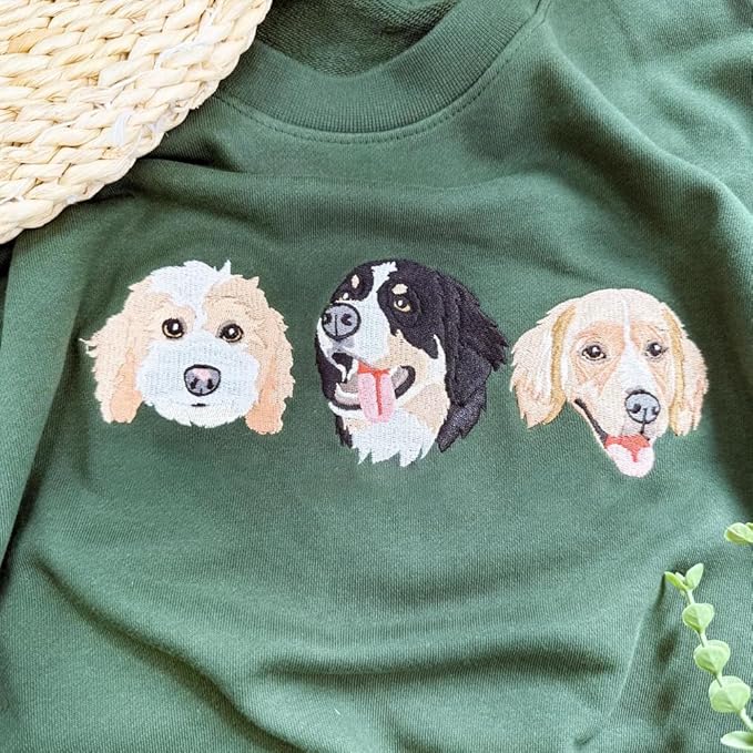 Custom Pet Embroidered Sweatshirt, Custom Dog Face Embroidered Sweatshirt, Dog Mom Sweater, Gifts for Pet Lovers, Personalized Gift for Mom, Matching Dogs and Cat Owner Sweater