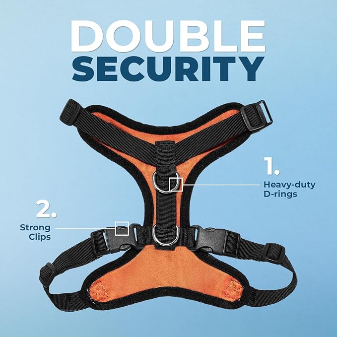 Voyager Step-in Pet Harness - All Weather Mesh, Adjustable Step in Harness for Cats and Dogs by Best Pet Supplies - Orange/Black Trim, M