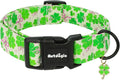 St. Patrick's Day Dog Collar, Cute Dog Collars with Green Clover, Adjustable Cotton Pet Collars for Small Medium Large Dogs, Ideal for Puppy Girl Boy Female Male Dogs Gifts-M