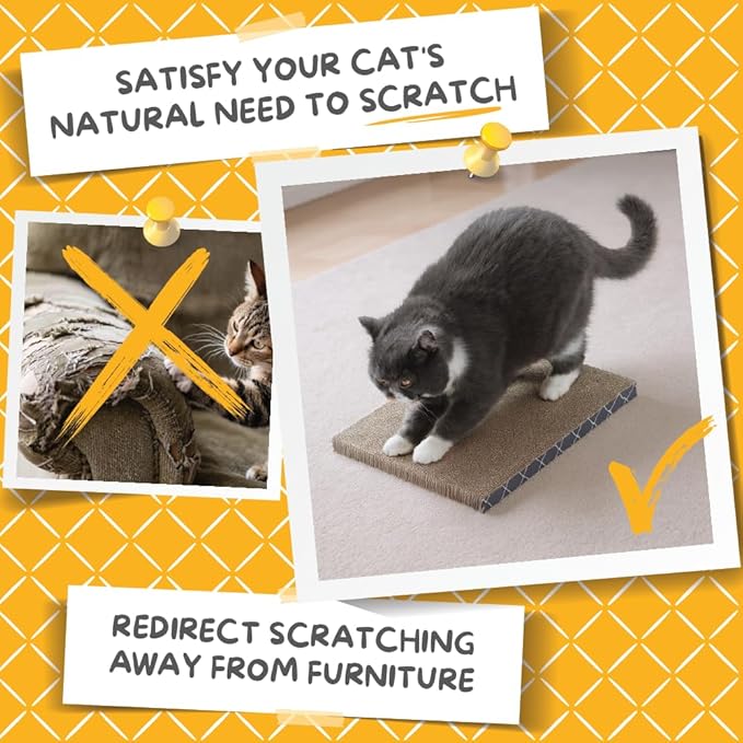 Hide & Scratch Cat Scratcher Pad – 2 Pack | Double-Sided Cardboard Refills for Our Scratching Box | Reversible Corrugated Board for Indoor Cats | Toy Mat for Kitten Claw Play & Furniture Protection