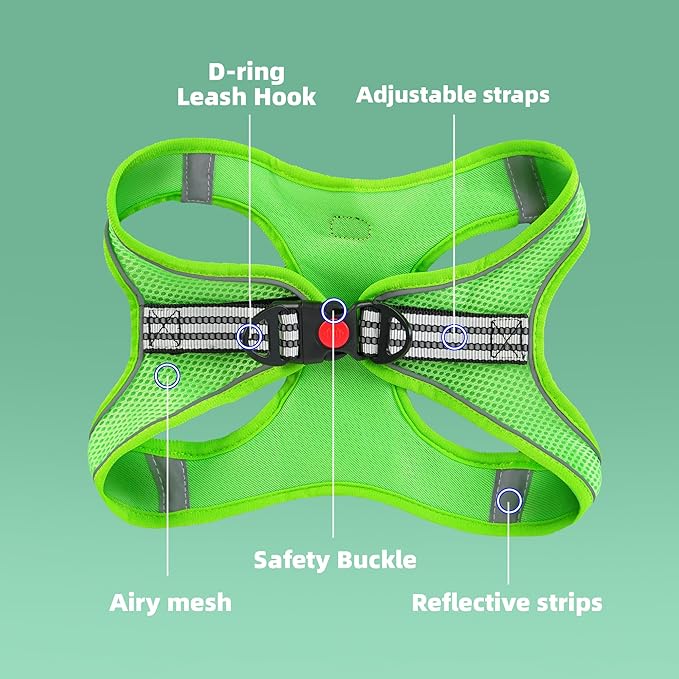 ROYPET Step-in Air Dog Harness, All Weather Mesh Step in Vest Harness for Small and Medidum Dogs and Cats, Adjustable Soft Padded Dog Vest with Easy Control Handle for Dogs Pets (Green, XL)