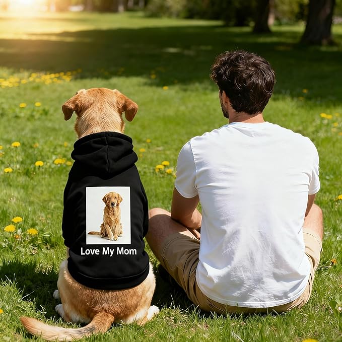 Custom Dog Hoodie, Personalized Sweatshirt with Photo Text Name Logo, Customized Hooded Sweater for Small Medium Large Dogs & Cats (Black, X-Large)
