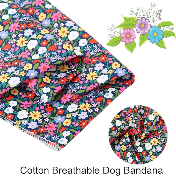 ARING PET Floral Dog Bandana, Spring Summer Colorful Flower Girl Pet Bandana Scarf Triangle Bibs for Puppy Small Medium Large Dogs-L