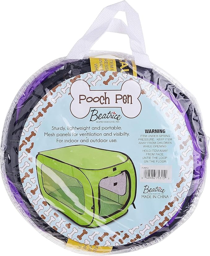Beatrice Home Fashions Portable, Collapsible, Pop Up Kennel Travel Cat and Dog Crate, 32.5" L x 19.5" W x 19.5" H, Fuchsia