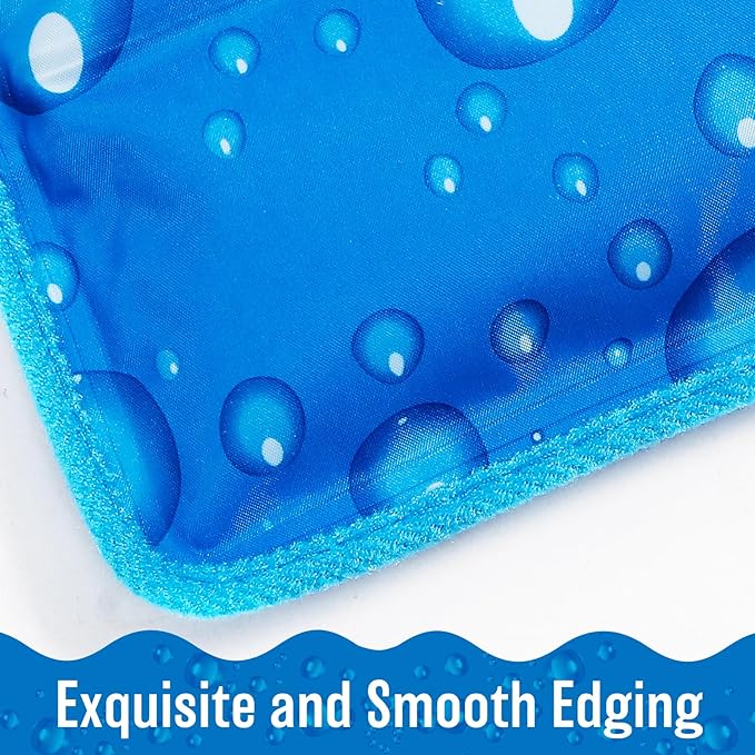 Upgrade Dog Cooling Mat Portable Water Injection Pet Cooling Pad Summer Self Cooling Ice Silk Pet Blanket Washable (Dark Blue, 17.7" Lx23.6 W)