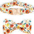 Lionheart glory Dog Collar Bow Collar Floral Dog Collar with Bow Tie Spring Summer Cute Collar Dog Boy or Girl Dog Collars Soft Durable Adjustable Dog Collars for Medium Dogs
