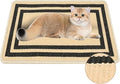 Cat Scratcher Mat, 23.6x15.7 Inch Natural Sisal Cat Scratch Pad, Horizontal Cat Scratching Pad Rug for Indoor Cats with Sticky Tapes, Protect Couch & Carpets（Beige Black）