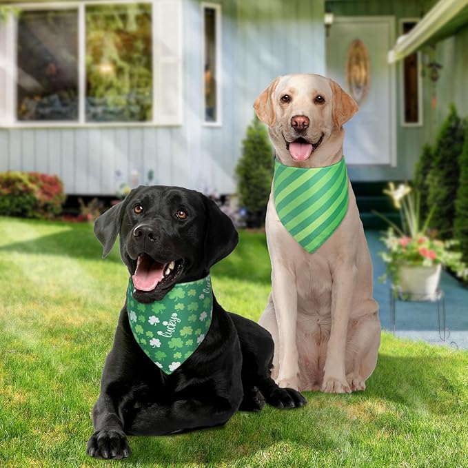 Valentines Dog Bandana St Patricks Day and Easter Dog Bandana XLarge 3PCS, Colorful Scarf for Boy and Girl, Triangle Reversible Bibs.