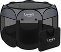 Love's cabin Pet Puppy Dog Playpen, Small Dog Tent Crates Cage Indoor/Outdoor, Portable Playpen for Cat, Foldable Pop Up Dog Kennel Playpen with Carring Case, Removable Zipper Top, Dark Grey