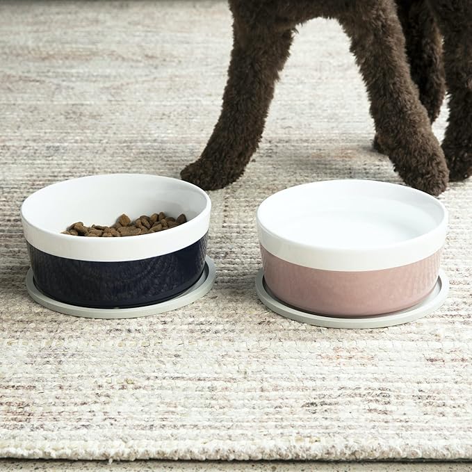 Waggo Habit Silicone Dog Placemat – Set of 2 Modern Heavyweight Silicone Dog Food Mats, Dishwasher Safe, Non-Slip, Solid Color – Light Grey (Medium, 7")