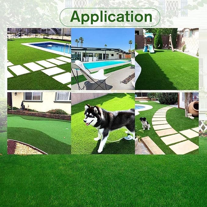 Artificial Grass Rug Outdoor Indoor 6FTX94FT Fake Grass Carpet Green Synthetic Grass Pet Turf Realistic Faux Grass Rug with Drain Holes for Garden Lawn Landscape Balcony Home Decor Patio
