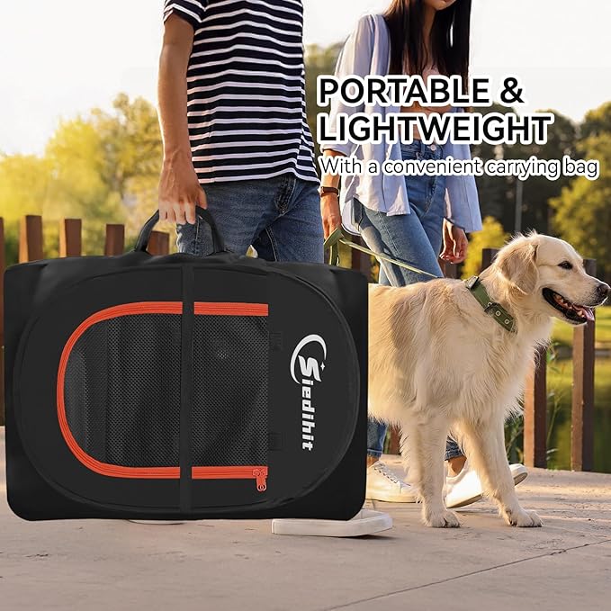 Dog Playpen, Large Puppy Pet Playpen, Dog Crate Tent Cage Indoor/Outdoor, Portable Pop Up Dogs Kennel Playpen with Carrying Case for Dogs/Cats/Rabbitss, Black