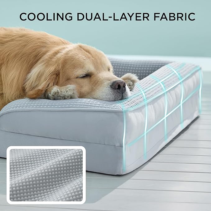 Bedsure XL Orthopedic Dog Bed for Extra Large Dogs - Washable XLarge Dog Cat Bed Waterproof, Comfort Dogs Couch Sofa with Washable Removable Cover, Pet Bed with Nonskid Bottom, Cooling Grey, 42"