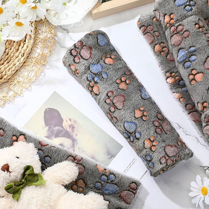 Tuanse 4 Pack Ultra Soft Dog Cat Bed Mat Small Animal Guinea Pig Bed with Cute Print Reversible Fleece Dog Crate Kennel Pad Cozy Washable Thickened Hamster Pet Beds Mat(21 x 14 Inches,Gray)