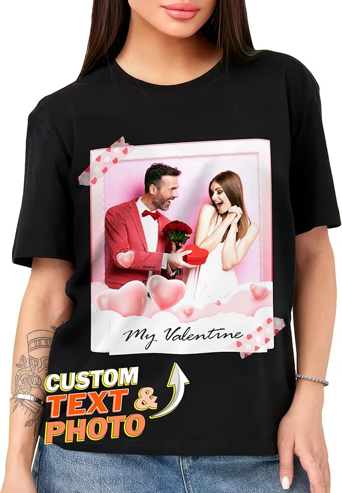 Tehg & Tuhg Custom T Shirts with Picture, Vintage Bootleg Rap Tee, Boyfriend Girlfriend, Unique Gift for Birthday Anniversary