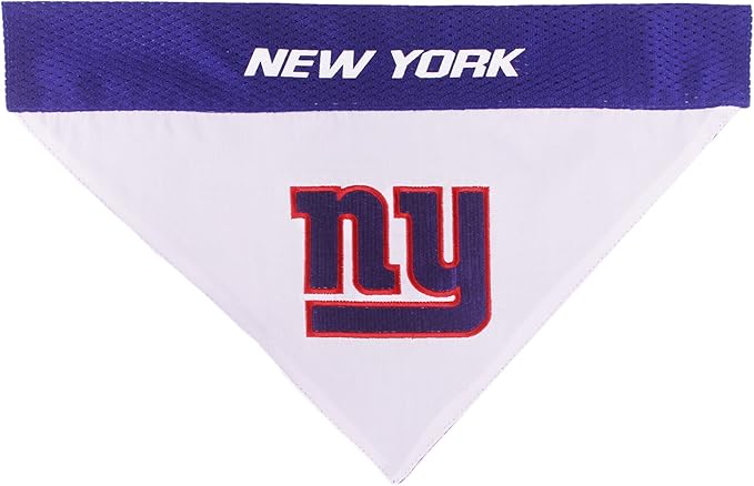 Pets First NFL New York Giants Reversible Bandana Size XX-Large for Dogs & Cats. 2 Sided Sports Bandana, Premium Embroidery Team Logo, Many NFL Teams Available