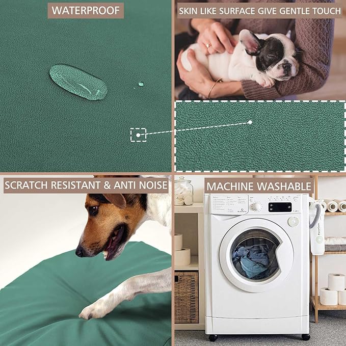Dog Bed Cover Waterproof Replacement Machine Washable Covers for Dog Bed Heavy Duty Scratch Resistant Mattress Protector Pet Bed 47x29 Inch Dark Green Cover Only