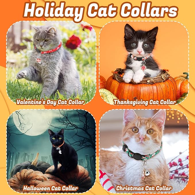18 Pcs Holiday Cat Collars St. Patrick's Day Cat Collars with Bell Adjustable Breakaway Kitten Collar with Plastic Buckle for Holiday Pet Cat Costume,Multicolor