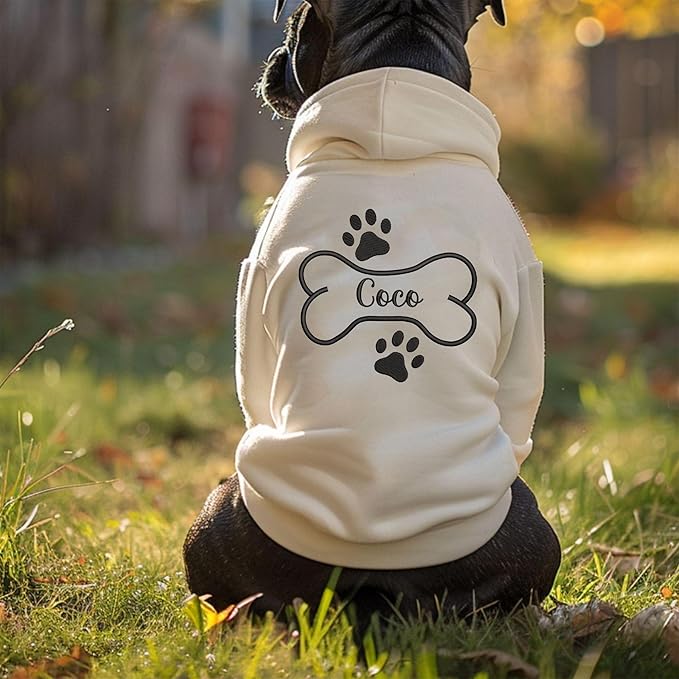 Personalized Name Dog Hoodie, Embroidered Hoodies Pets Name, Custom Pet Memorial, Bright Puppy Sweatshirt, Customized Pet Clothes Warm Winter Outfit for Dogs, Gift for Dog Lovers Style 3