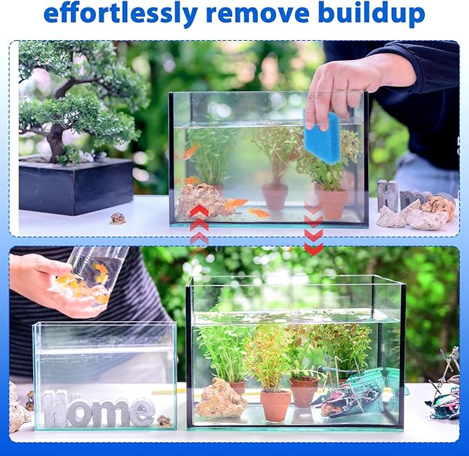 6 Pack Aquarium Sponge Fish Tank Scrubber for Glass Fish Tank Cleaning Sponge Aquarium Cleaning Sponges Cleaner Tools Algae Scrubber for Fishes Tanks Wall Cleaners (Blue)