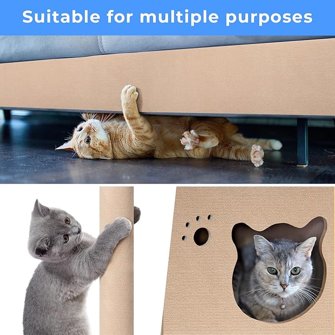 Cat Carpet remnants Cat Scratching Mat Trimmable Self-Adhesive Carpet DIY Climbing Scratcher Scratch Furniture Protector Covering Posts (39.3" x 15.8" Beige)