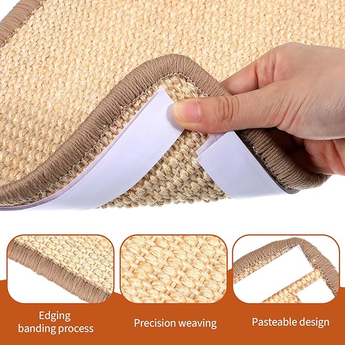 4 Pack Cat Scratcher Mat, 15.7x7.8 Inch Sisal Scratching Pad with Adhesive Tape, Horizontal Floor Protector for Furniture Sofa Wall - Khaki