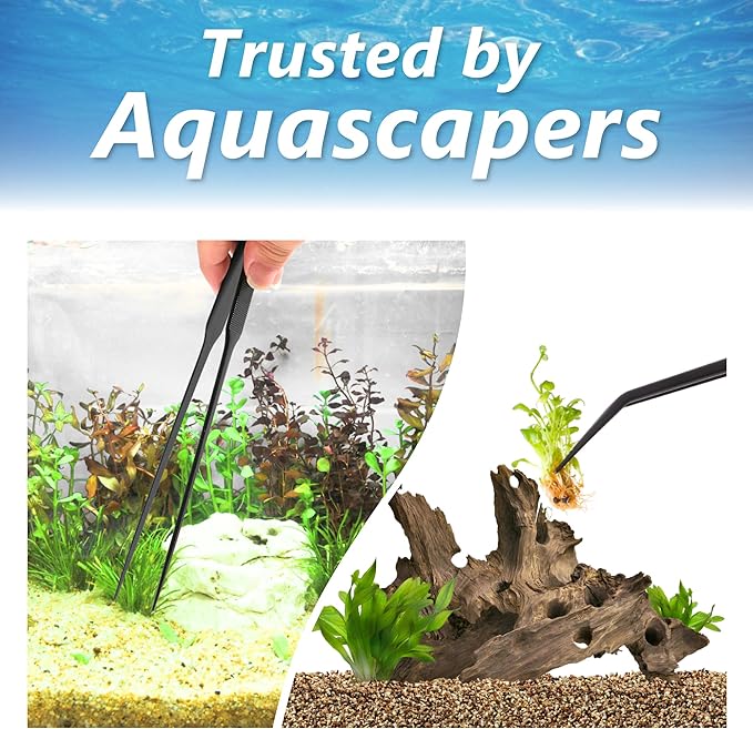 Long Tweezers for Aquascaping, 2 Pack 25cm / 9.8in Fine Tip 1mm – Tools for Aquarium Plants, Terrariums, Fish Tank & Reptile Feeding