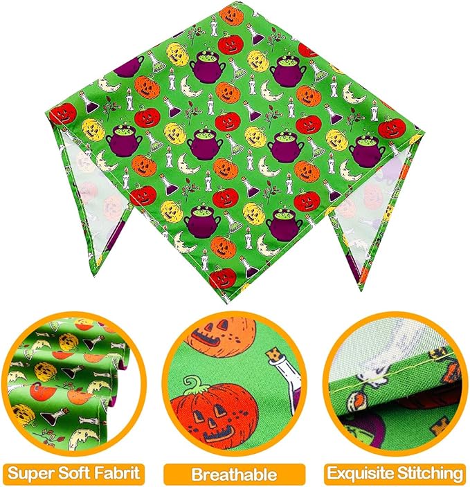 PET SHOW 50 Pack Halloween Small Dog Bandanas Girl Boy Pumpkin Bat Ghost Cat Scarf Adjustable Pet Bibs for Medium Pets Accessories Puppy Outfit Festival Party Supply
