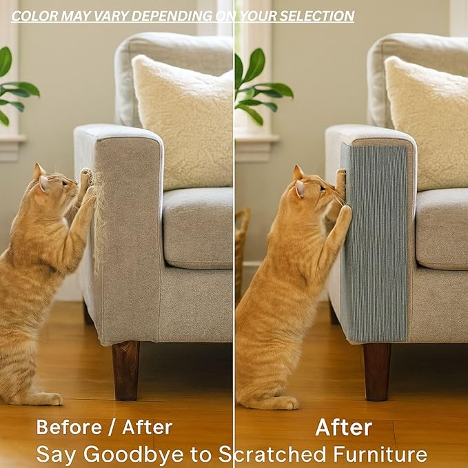 Cat Scratch Mat (Brown, 10-Pack), 23.6’’ x 11.8’’ Cat Wall Corner Scratcher, Versatile Self-Adhesive Replacement Easy Use for Cat Trees, Furniture, Scratching Posts, and Couch Protection