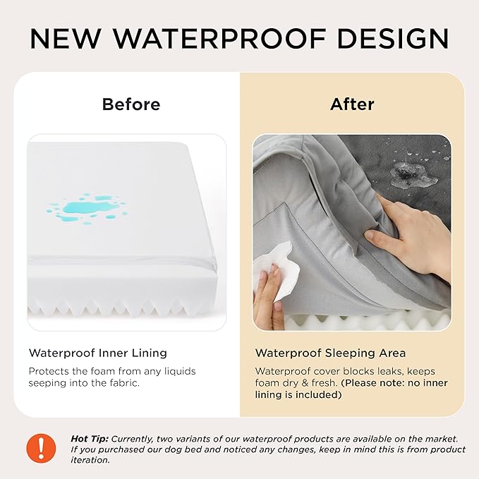 Bedsure Orthopedic Dog Beds Large Sized Dog - Washable Large Dog Cat Bed Waterproof, Comfort Dogs Couch Sofa with Washable Removable Cover, Pet Bed with Nonskid Bottom, Hazel, 35"