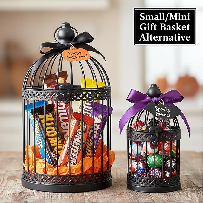 Vela Lanterns Bird Cage Decor Candle Holder Lantern Decorative Table Centerpiece Halloween Decorations, Black, Set of 4
