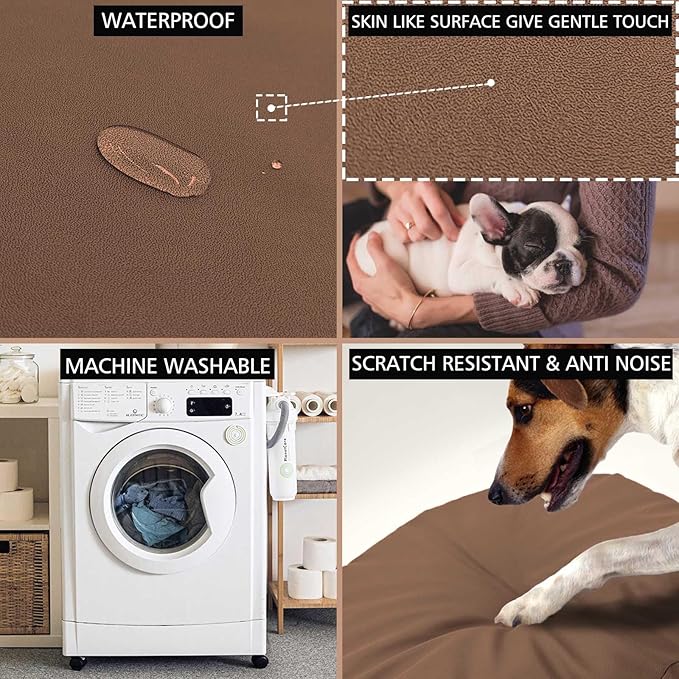 Dog Bed Cover Waterproof Replacement Machine Washable Covers for 36x27 Inch Dog Bed Heavy Duty Scratch Resistant Mattress Protector Pet Bed Cover Only Brown