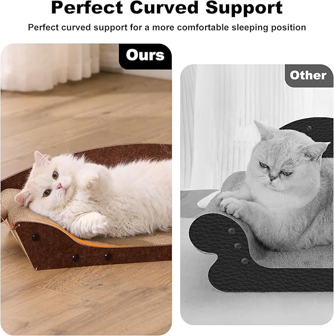 2 Pack 26'' Cardboard Cat Scratcher Bed - Large Scratcher Couch for Indoor Cats, Orthopedic Scratching Board, Lounger Scratching Couch with Bells